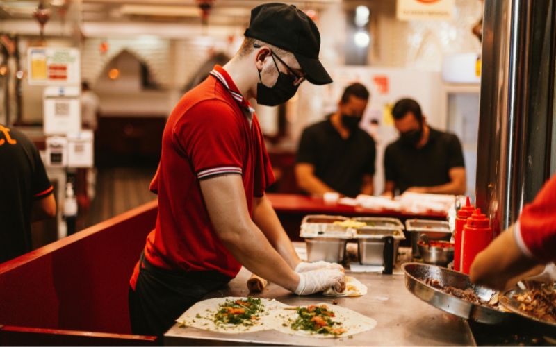shawarma platter with rice salad and sauces