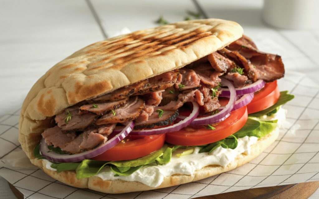 Doner kebab vs shawarma vs gyro served on plates with pita bread and sauces